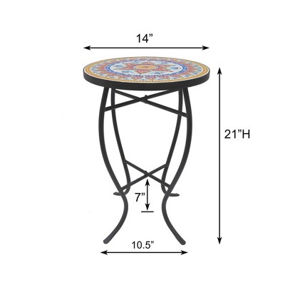 Brown Faux Rattan Basket Chair Set with Mosaic Accent Table