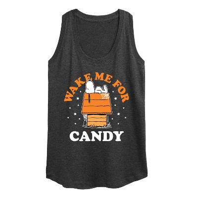 Women's - Peanuts - Wake Me For Candy Graphic Racerback Tank