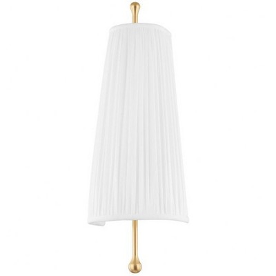 Adeline Aged Brass Sconce with Faux White Silk Shade