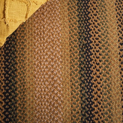 Handmade Gold and Sage Braided Cotton Oval Area Rug