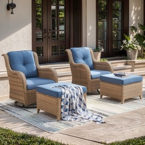 Gymojoy Outdoor Swivel Chair with Ottoman High Back Glider Chair with Soft Cushion - 1 of 4