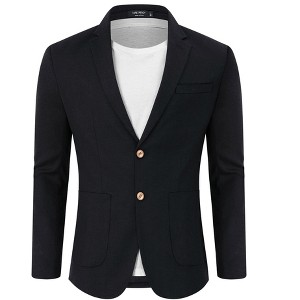 Clearlove Men's Linen Cotton Blend Two-Button Unstructured Blazer with Patch Pockets Relaxed Fit Sport Coat Business - 1 of 4
