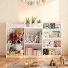 KTMBDW Wooden Bookshelf with Toy Storage Organizer White Storage Cubbies,3 in 1 Bookshelf for Kids with Stuffed Animal Net for Bedroom Playroom,White - 3 of 4
