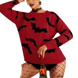 Women's Long Sleeve Jacquard Pullover Sweater Casual Fashion Knit Top Loose Fit Autumn Winter - 1 of 2