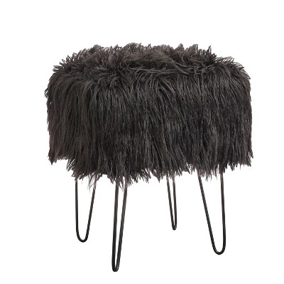 Grey fur stool new arrivals