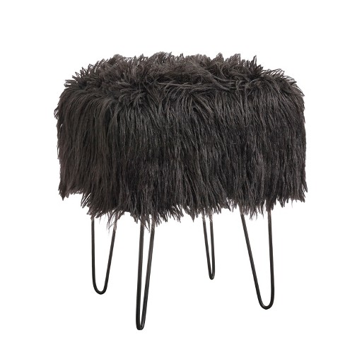 Small faux best sale fur stool