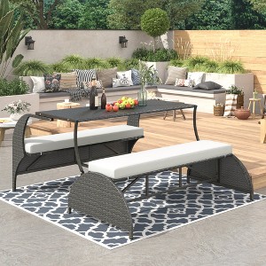 Chic Crate-Convertible Outdoor Chaise Lounges with Table - 4 Seat Garden Furniture for Patio & Lawn (Weather-Resistant) - 1 of 4