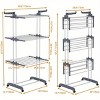 4-Tier Clothes Drying Rack, 67.7" Laundry Drying Rack with Foldable Base, Stainless Steel Drying Racks, Movable Laundry Rack for Indoor & Outdoor - 3 of 4