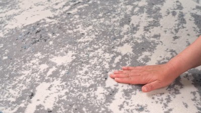 Modern Abstract Gray and Blue Stain Resistant Area Rug