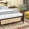 Angel Sar Queen Pine Wood Bed Frame with Rattan Headboard & Footboard, Espresso Finish, Underbed Storage, Central Support - 4 of 4