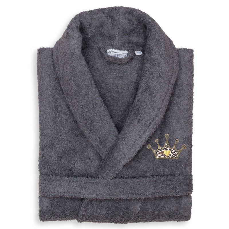 Terry Bathrobe with Cheetah Crown Embroidery - Linum Home Textiles, 1 of 7