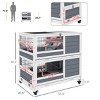 Indoor 2 Tier Rabbit Hutch on Wheels with Removable Trays Openable Top and Ramps,Wooden Bunny Cage for 1 to 2 Rabbits - LAOTIES - 2 of 4