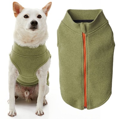Gooby Zip Up Microfiber Fleece Dog Sweater Green, 2X