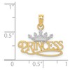 Black Bow Jewelry 14k Yellow Gold & White Rhodium Crown Princess Script Pendant, 20mm - 4 of 4