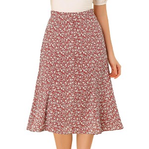 INSPIRE CHIC Women's Print Floral Peasant Elastic Waist A-Line Midi Skirts - 1 of 4