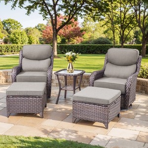 Outdoor Swivel Rocker Chair with 6 Inch Thick Cushion 2 in 1 Porch Glider Swivel Chair - Wicker Patio Furniture Patio Swivel Glider Seating - 1 of 4