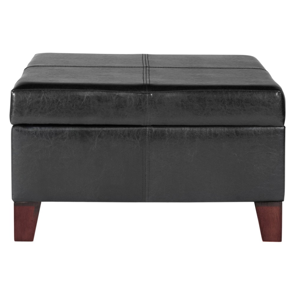 Large Faux Leather Storage Ottoman Black - HomePop was $149.99 now $112.49 (25.0% off)