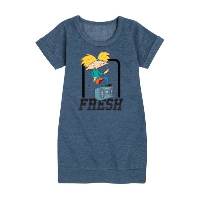 - Hey Arnold! - Fresh Arnold Graphic Short Sleeve Fleece Dress