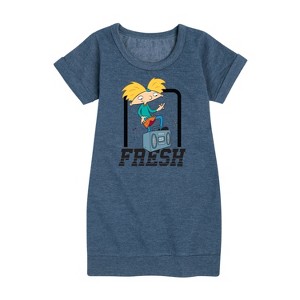 - Hey Arnold! - Fresh Arnold Graphic Short Sleeve Fleece Dress - 1 of 4