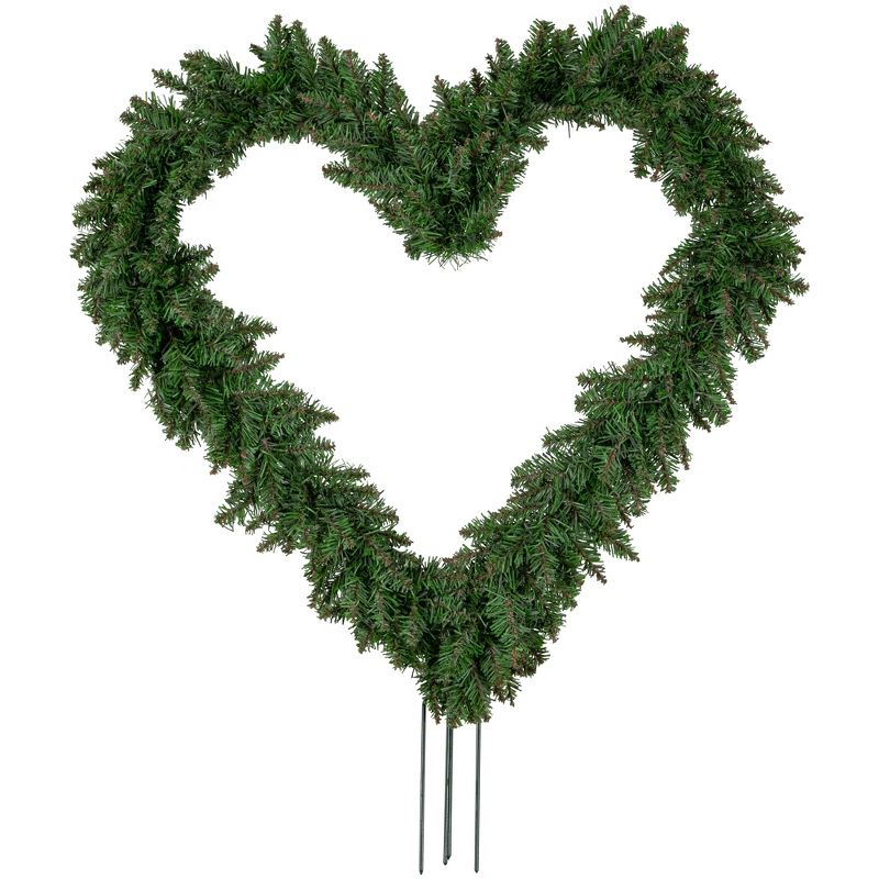 Northlight Artificial Pine Heart Shaped Wreath with Ground Stakes, 25-Inch, Unlit, 1 of 6