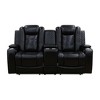 MAYEERTY Power Reclining Loveseat, Electric 2-Seat Leather Recliner with USB Charging, Storage & Cup Holders for Living Room, Black - 3 of 4