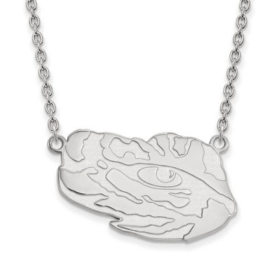 Black Bow Jewelry 10k White Gold Louisiana State Fighting Tigers NCAA Necklace 18 Inch