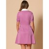 INSPIRE CHIC Women's Vintage Peter Pan Collar Short Sleeve Button Down A-Line Mini Dress - 4 of 4