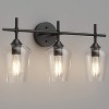 Runesay Industrial Bathroom Vanity Light Fixtures 3-Lights Matte Black with Clear Glass Vintage Edison Wall Lamp Light Fixture - 2 of 4