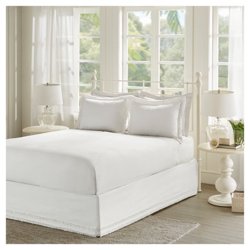 white ruffled bed skirt queen