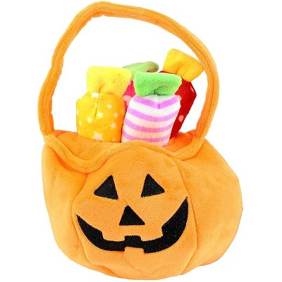 Midlee Find a Toy Halloween Pumpkin Bucket Dog Toy