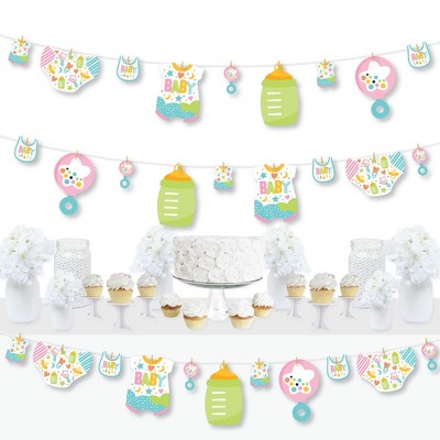 Big Dot of Happiness Colorful Baby Shower - Gender Neutral Party DIY Decorations - Clothespin Garland Banner - 44 Pieces