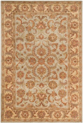 Green and Gold Hand-Tufted Wool 6' x 9' Area Rug