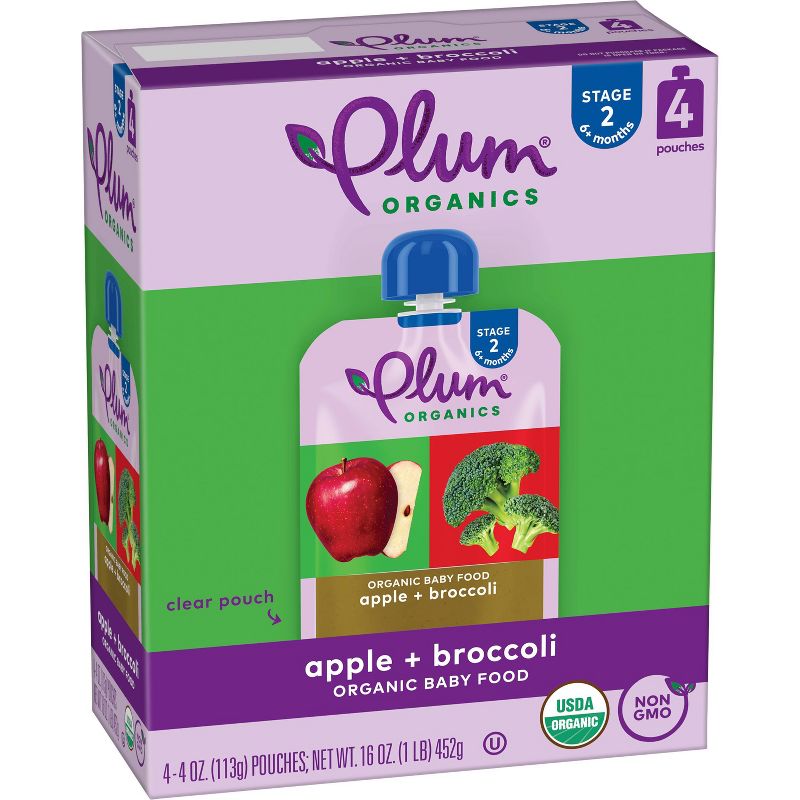 Plum Organics 4pk Apple &#38; Broccoli Baby Food Pouches - 16oz, 5 of 6