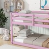 Sapphtopaz Twin Over Twin Wood Bunk Bed with Ladder & High Guardrail,Space-Saving Floor Bed for Kids Bed Frame with Slats for Bedroom - 4 of 4