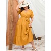 BLUEMING Summer Maxi Dress for Plus Size Women Tie Wasit Surplice Dress Flutter Sleeve A-Line Dress - 3 of 4