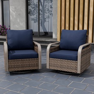 EAGLE PEAK Rocking Chair, Swivel Rocker, Rattan Patio Furniture, 2 Chairs - 1 of 4