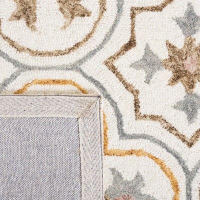 Ivory and Grey Hand-Tufted Wool Square Rug