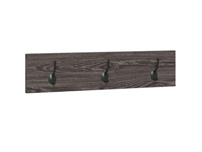 Homeforia Wall Coat Hook Rack - Set of 2 - Walnut Wood Black Metal Hooks