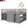 PAGED Simple Wooden Low Loft Bed Bunk Bed with Movable Desk, Twin Size Bed Frame with Storage, Ladder and Guardrail for Kids, Teens - 4 of 4