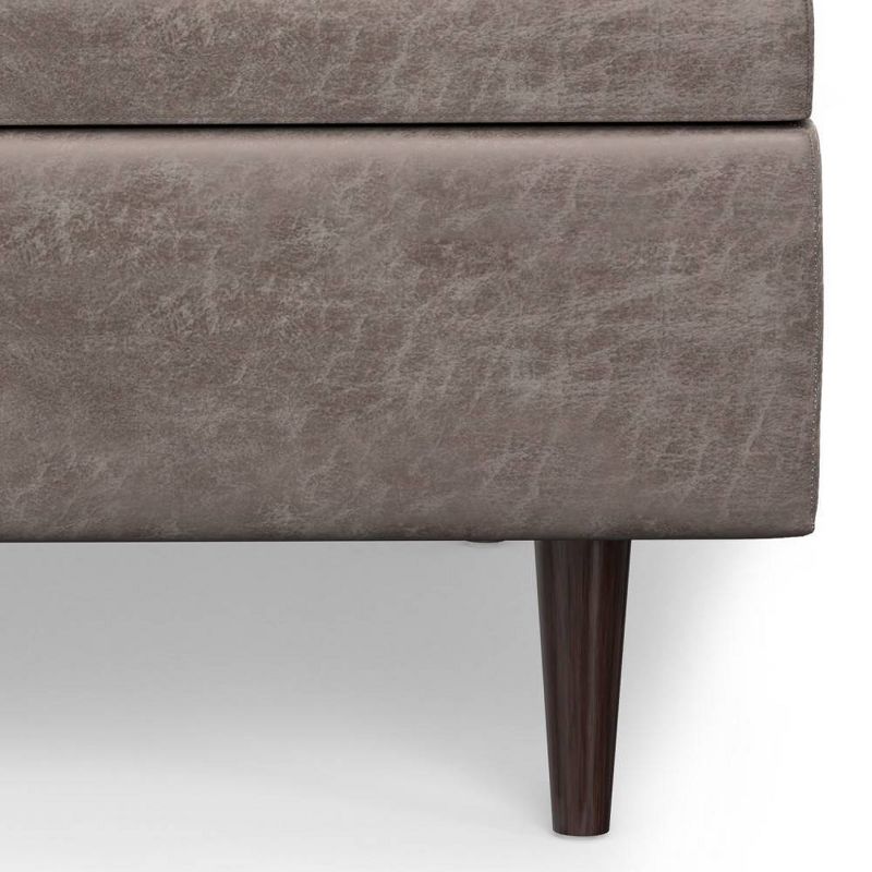 WyndenHall Blanchette Mid Century Large Square Coffee Table Storage Ottoman Distressed Gray Taupe, 5 of 10