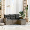 vidaXL 4 Piece Patio Sofa Set with Cushions - Gray Without Table - 2 of 4