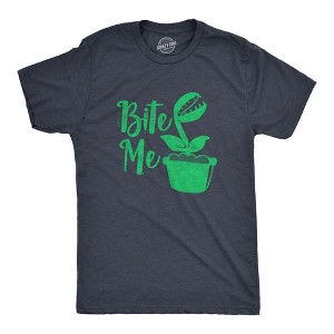 Mens Bite Me T Shirt Funny Venus Fly Trap Carnivorous Plants Joke Tee For Guys - Crazy Dog Men's T Shirt - 1 of 4