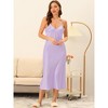 cheibear Women's Breathable V-Neck Satin Silky Camisole Midi Nightdress - 2 of 4
