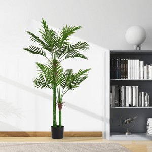 Wooakway 51"H Artificial Palm Tree Faux Decorative Plant in Nursery Pot for Indoor Outdoor Décor - 1 of 4