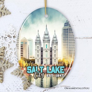 Salt Lake Vintage Ceramic Ornament, Utah Temple Souvenir Christmas Decoration| OrnamentallyYou - 1 of 4
