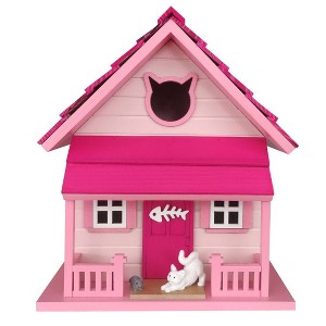 Home Bazaar 9" Kitty Cottage Bird House Pink - 1 of 3
