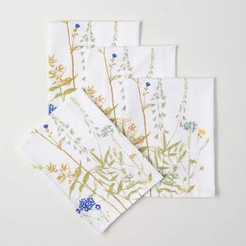 Sullivans Herb Print Tea Towel Set of 4, 10.5"H Multicolored