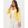 INSPIRE CHIC Women's Open Front Office Long Sleeve Lightweight Printed Floral Crop Suit Blazer - 2 of 4