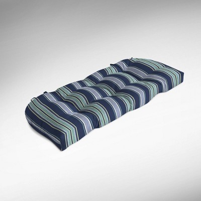 Aurora Stripe Wicker Settee Cushion Sapphire - Arden Selections