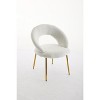 Gulches White Teddy Fabric Dining Chair - Ergonomic Curved Backrest, Golden Metal Legs, 250 LBS Capacity for Kitchen/Dining Room (Set of 1) - 4 of 4